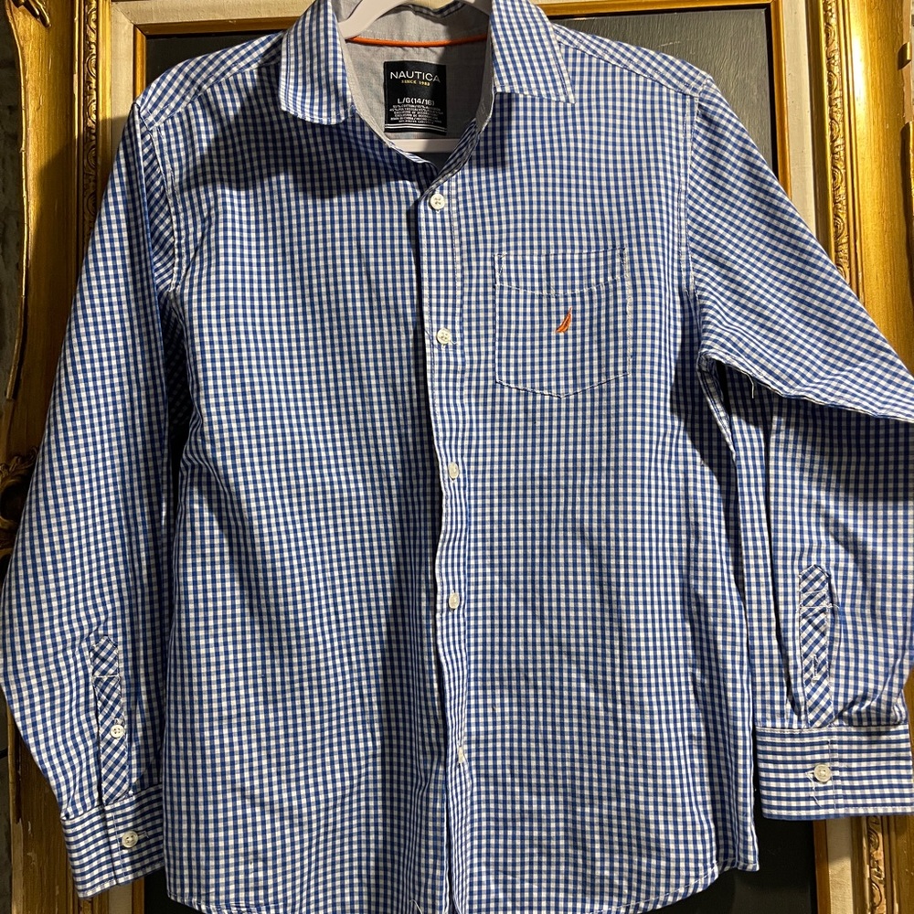 Nautica Men's Blue Checkered Shirt